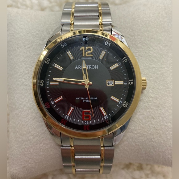NWOT Mens Black 2-Tone with Date Watch - Picture 3 of 4
